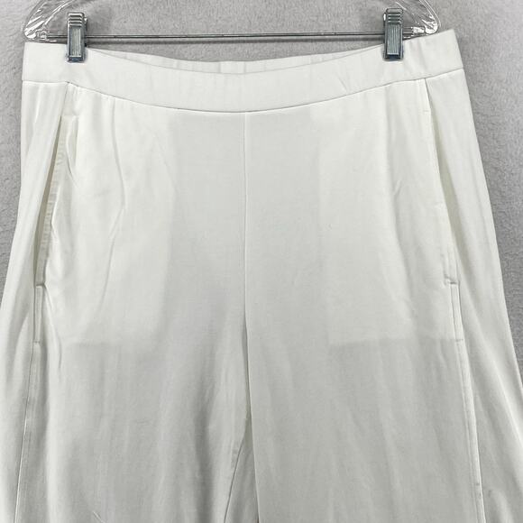 EILEEN FISHER Pants L Stretch Organic Cotton Jersey Carrot Tapered Ankle White - Picture 4 of 13